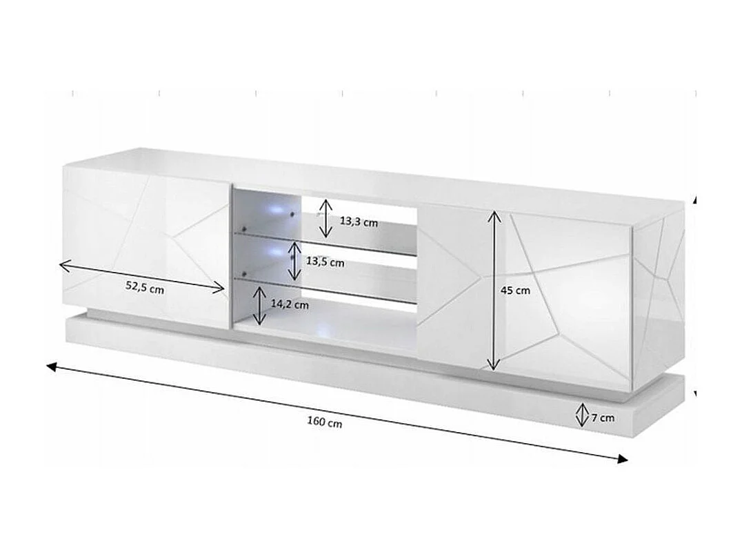 Meuble TV noir design 160 cm à LED Clost - Avec LED