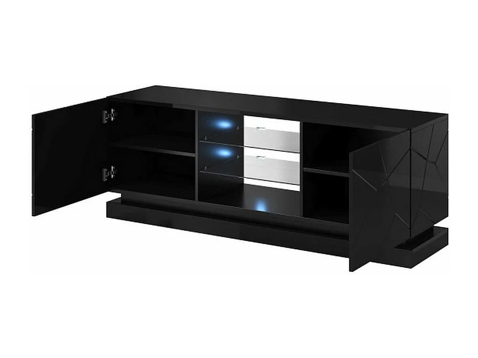 Meuble TV noir design 160 cm à LED Clost - Avec LED