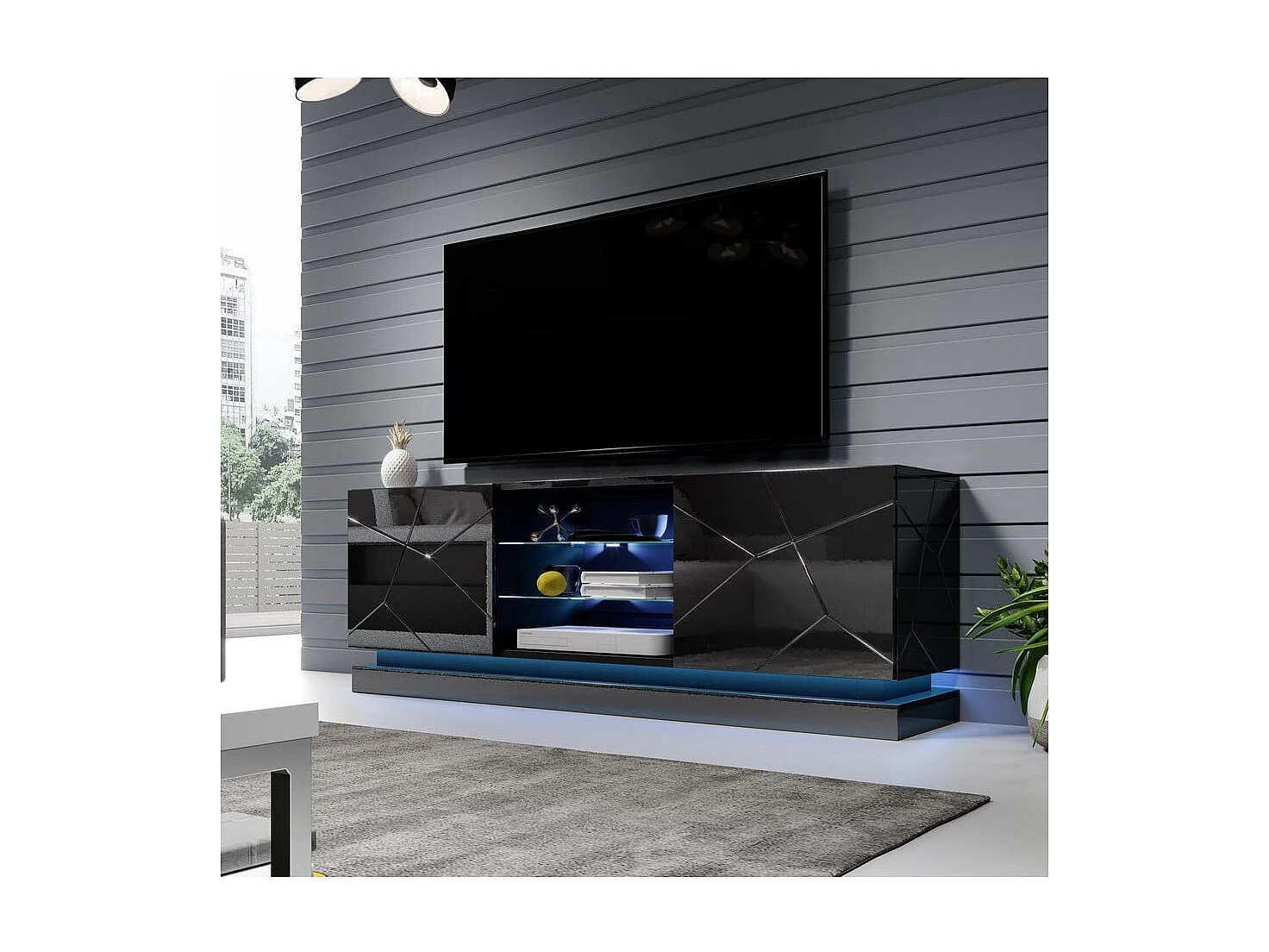 Supporto TV Clost 160 cm nero LED - Senza LED