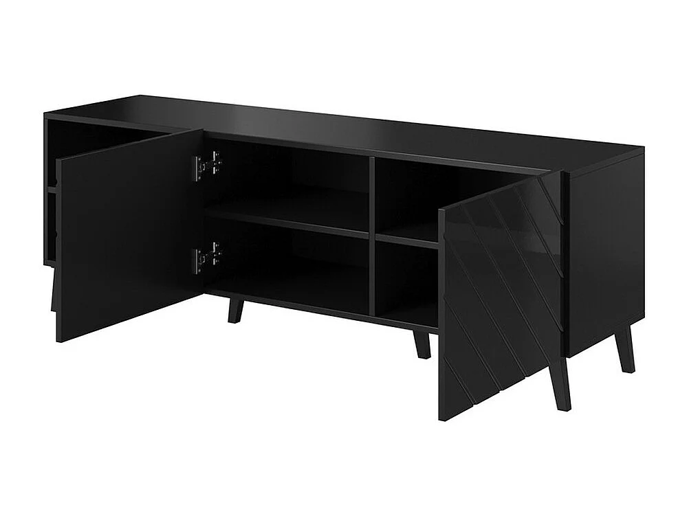 Soporte de TV de diseño Yaka negro brillante de 150 cm