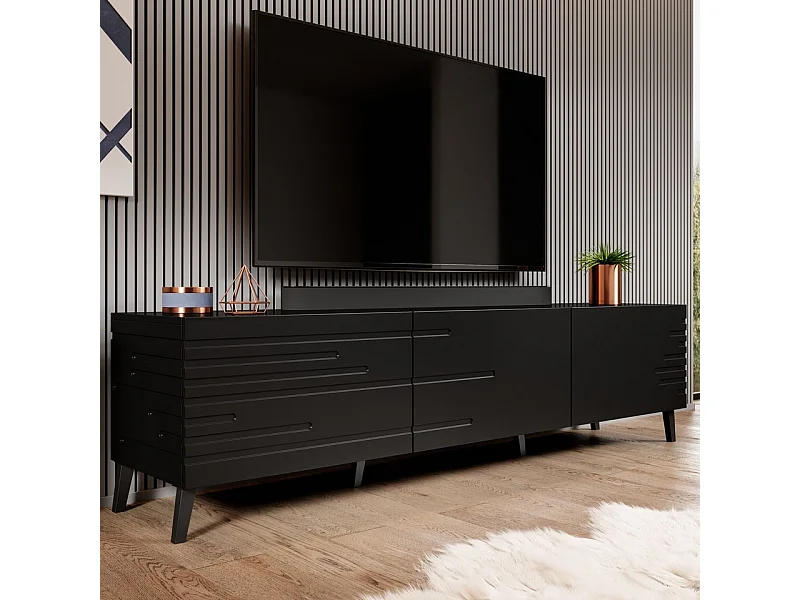 Meuble TV design noir mat 186 cm Max