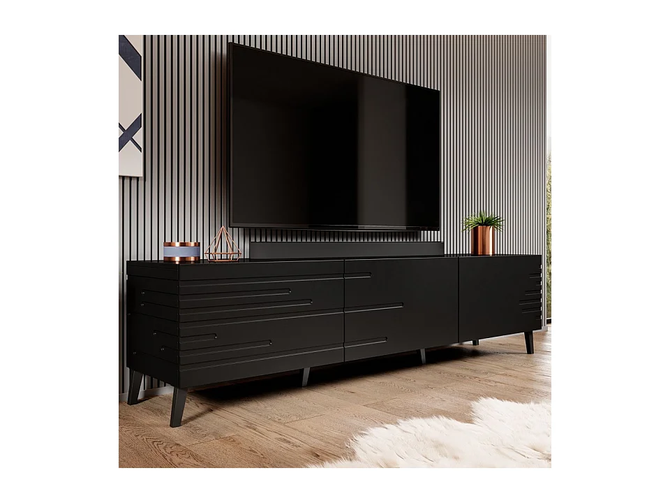 Meuble TV design noir mat 186 cm Max