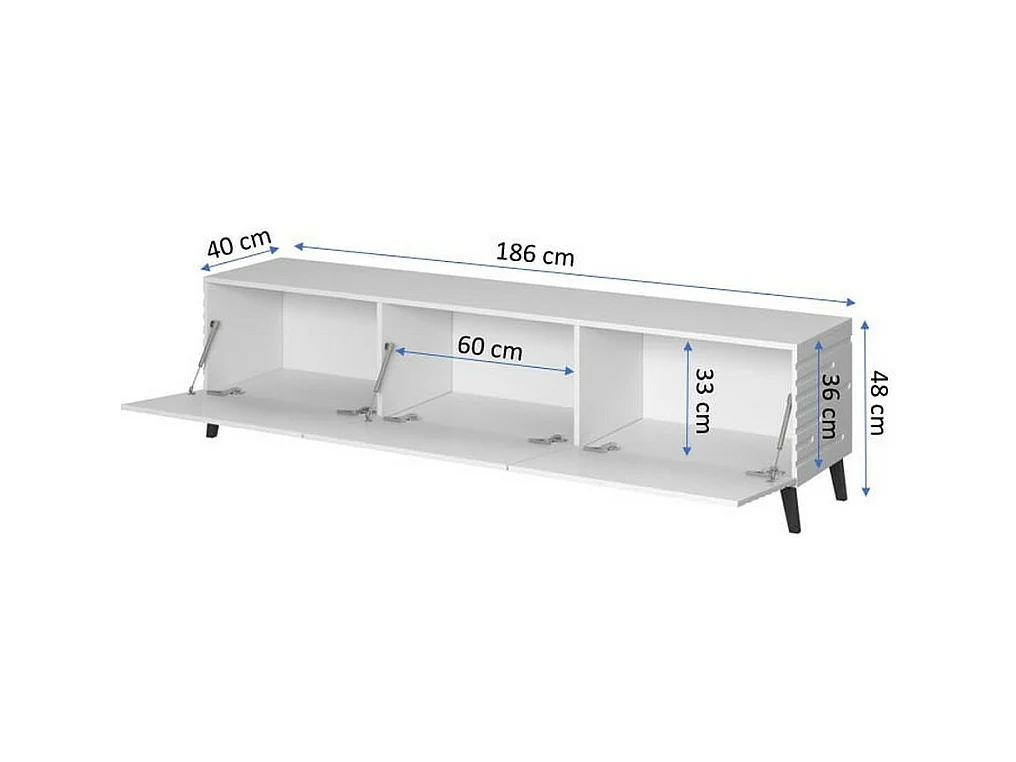 Meuble TV design noir mat 186 cm Max