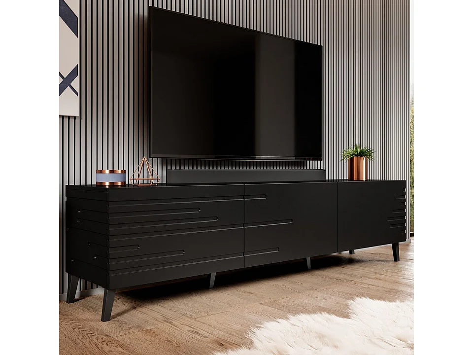 Meuble TV design noir mat 186 cm Max