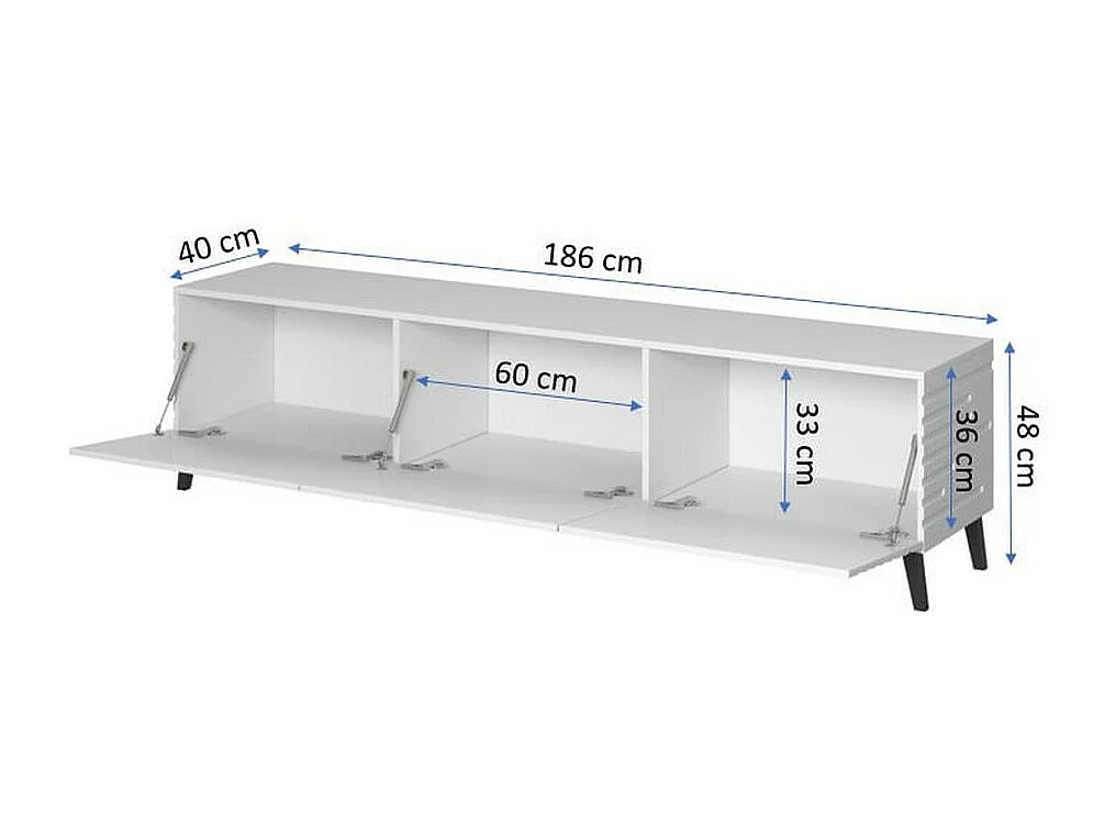 Meuble TV design noir mat 186 cm Max
