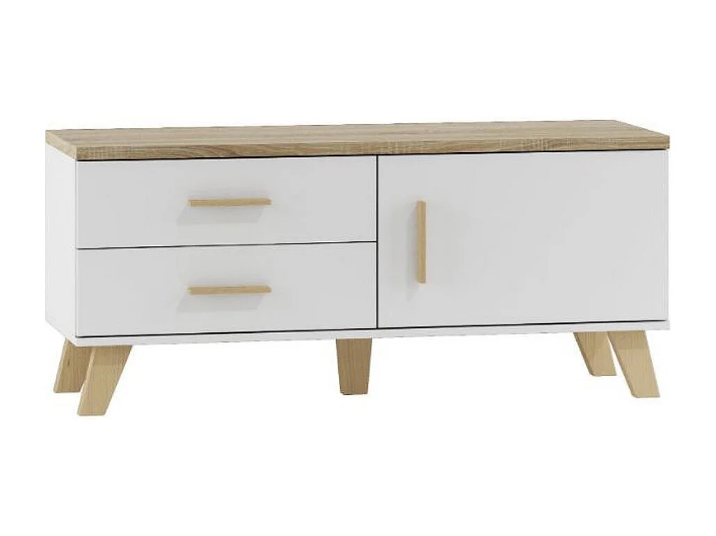 Mueble TV roble y blanco mate 120 cm Colin