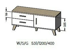 Mueble TV roble y blanco mate 120 cm Colin