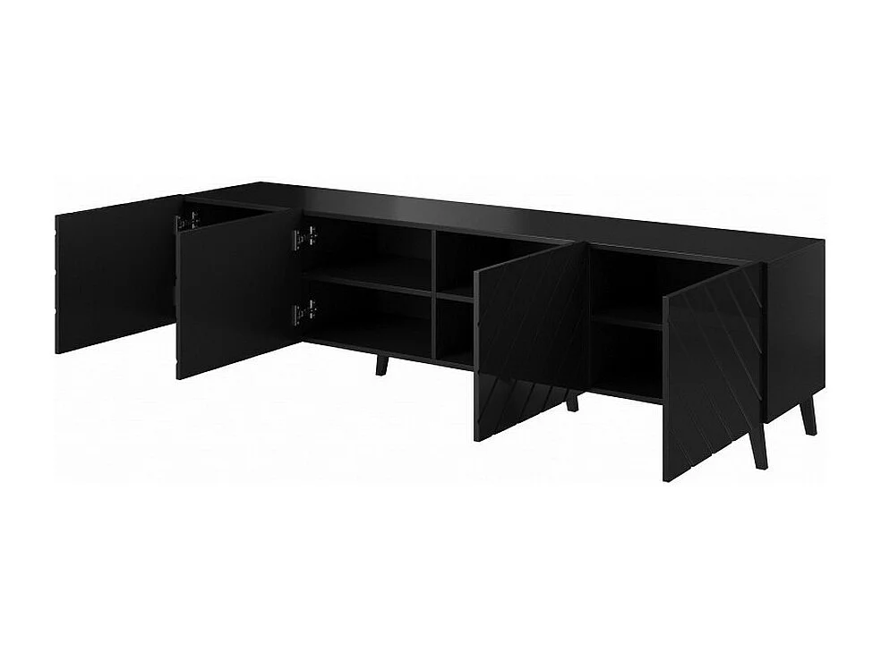 Porta TV design Yaka nero lucido da 200 cm