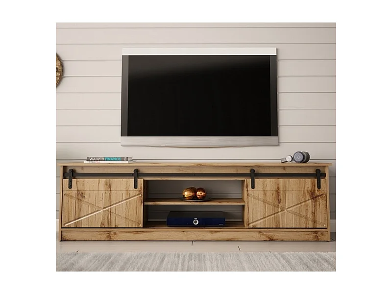 Porta TV in rovere stile wotan 200 cm Hexa