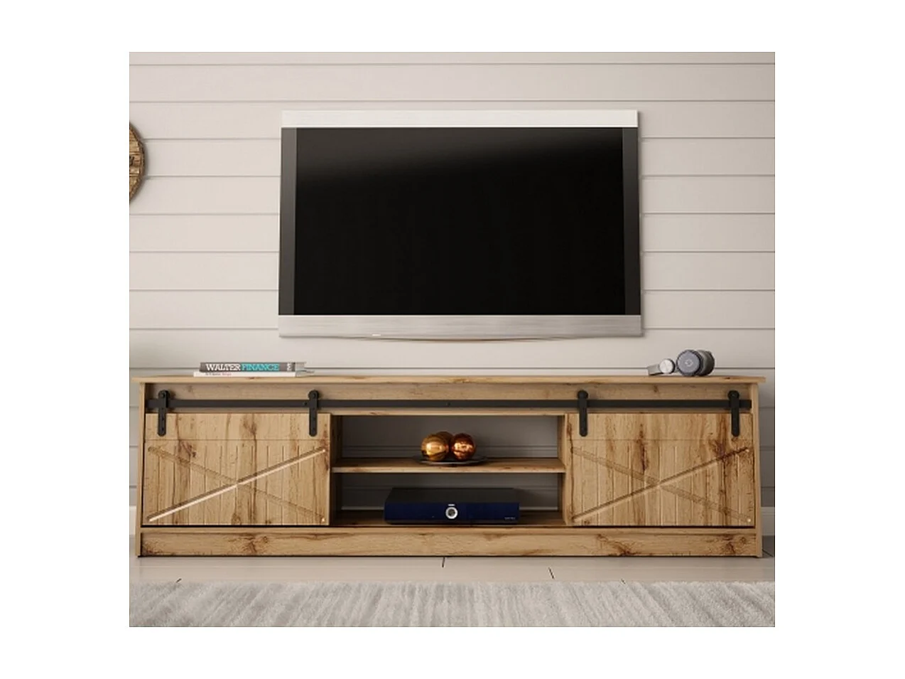 Porta TV in rovere stile wotan 200 cm Hexa