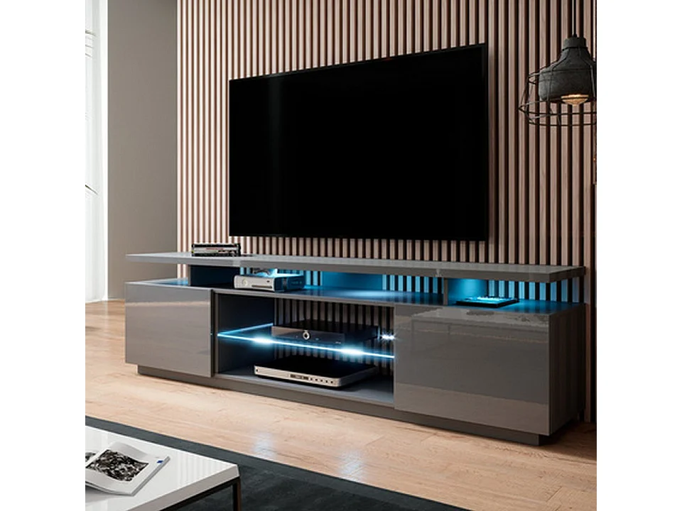 Zohra soporte de TV LED gris brillante 180 cm - Sin LED