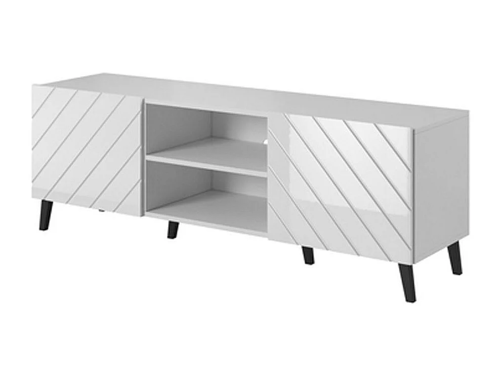Meuble TV design blanc brillant 150 cm Yaka