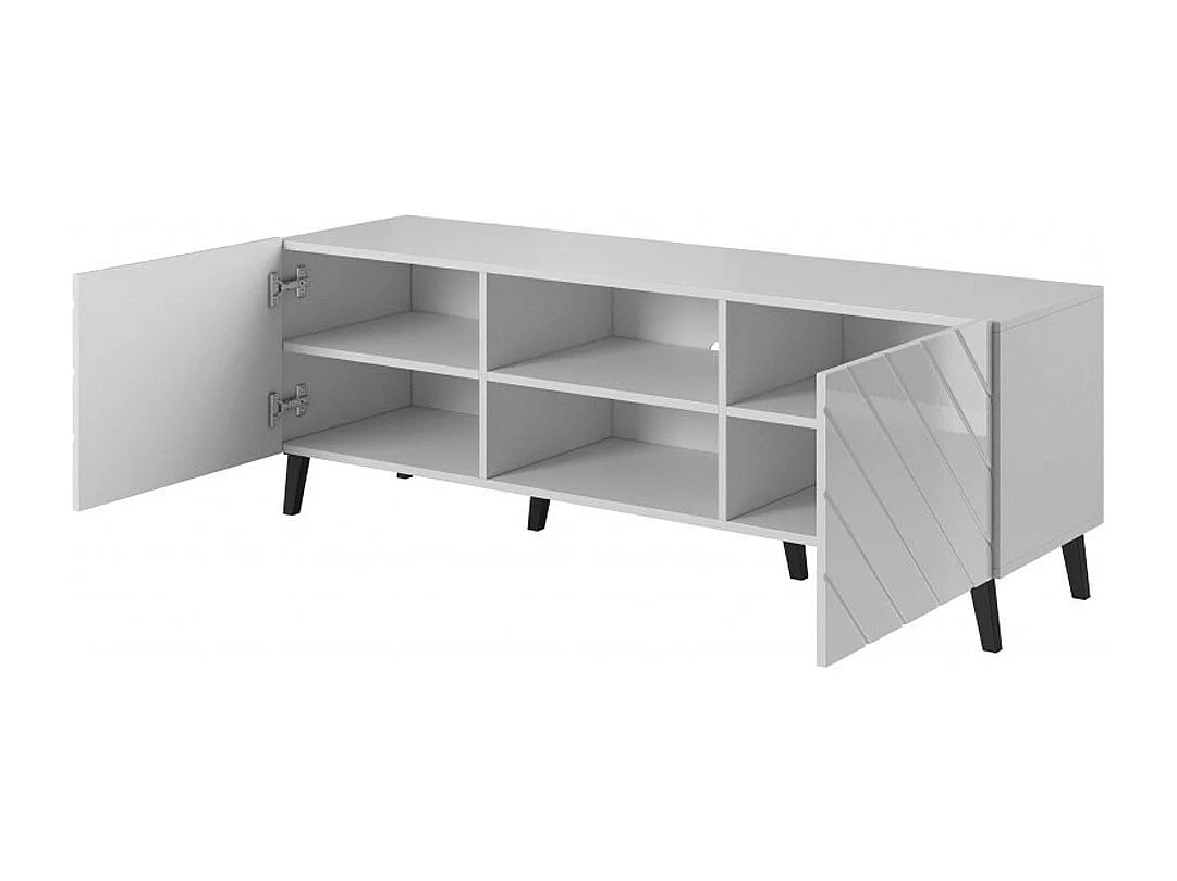 Meuble TV design blanc brillant 150 cm Yaka