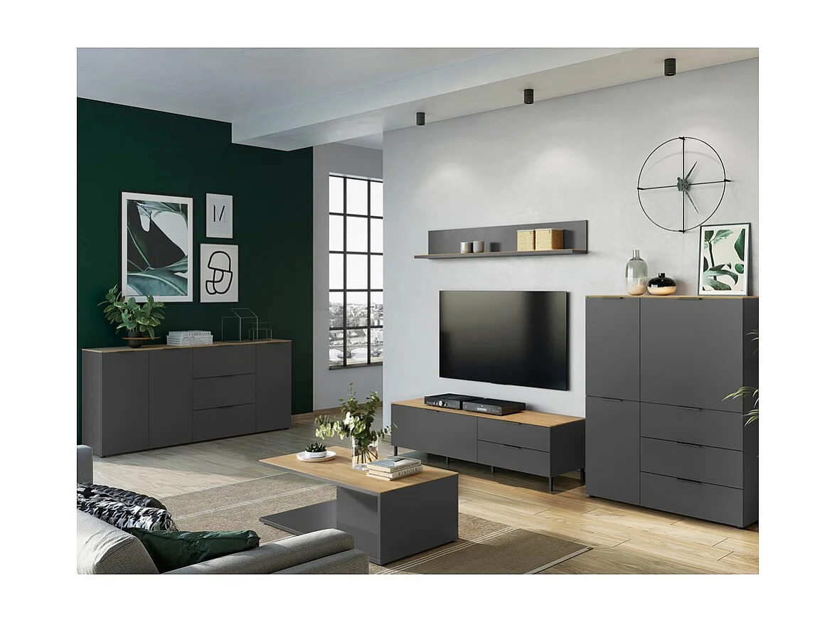 Porta TV grigio antracite e design in legno 164 cm Costal
