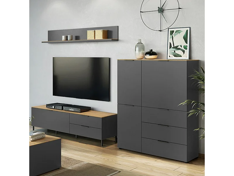 Porta TV grigio antracite e design in legno 164 cm Costal