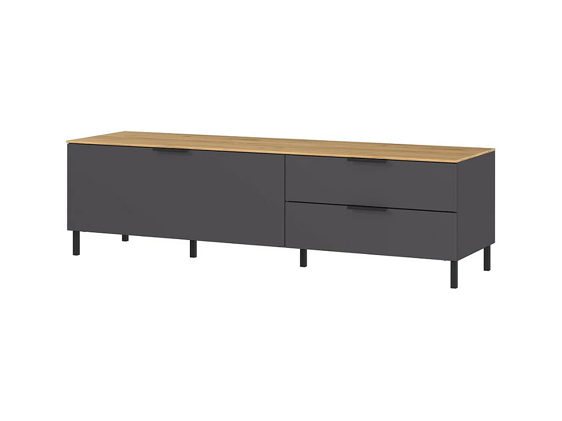 Meuble télé design gris anthracite et bois 164cm Costal