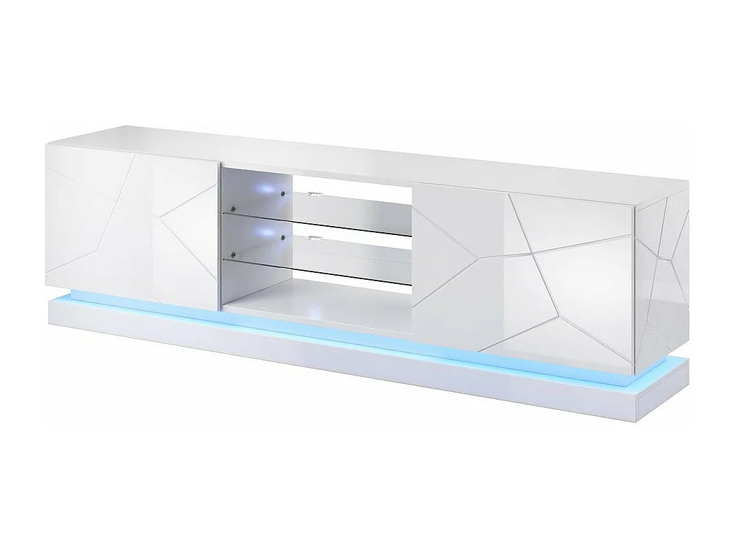 Meuble TV blanc design 200 cm à LED Clost - Sans LED