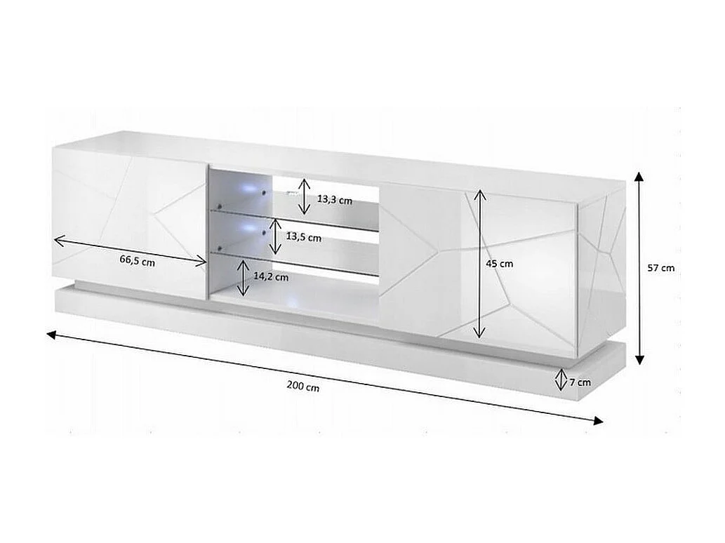 Meuble TV blanc design 200 cm à LED Clost - Sans LED
