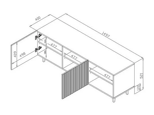 Porta TV di design Gustave 150 cm bianco