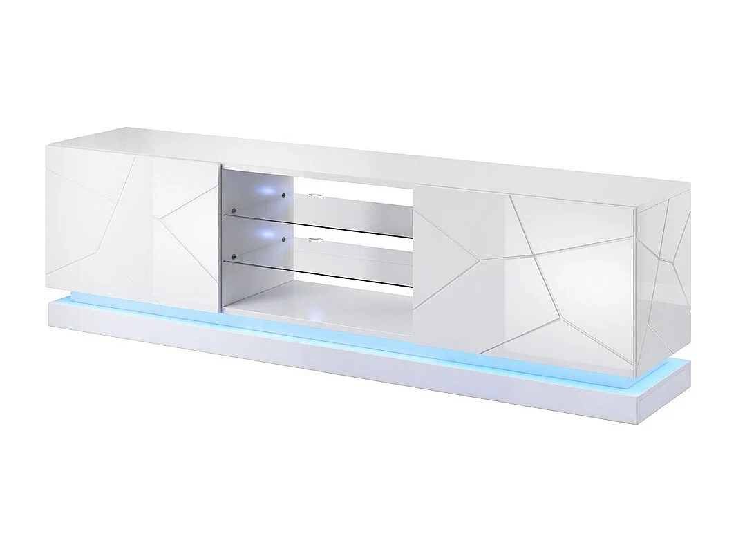 Meuble TV blanc design 200 cm à LED Clost - Avec LED
