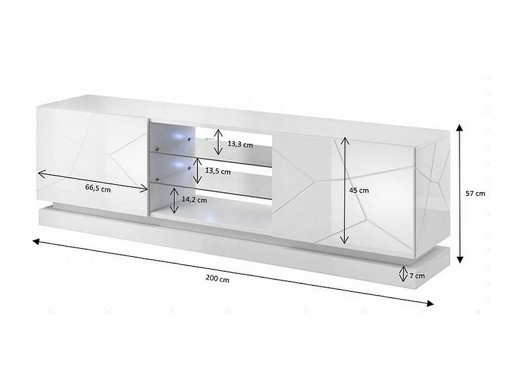 Meuble TV blanc design 200 cm à LED Clost - Avec LED