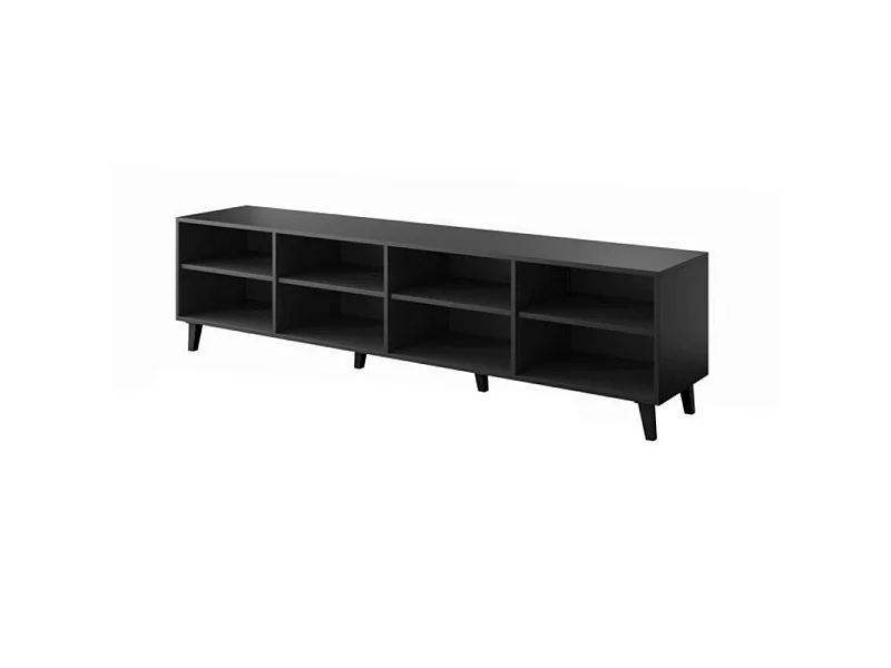 Tempo negro mate + madera 200 cm soporte de TV de diseño