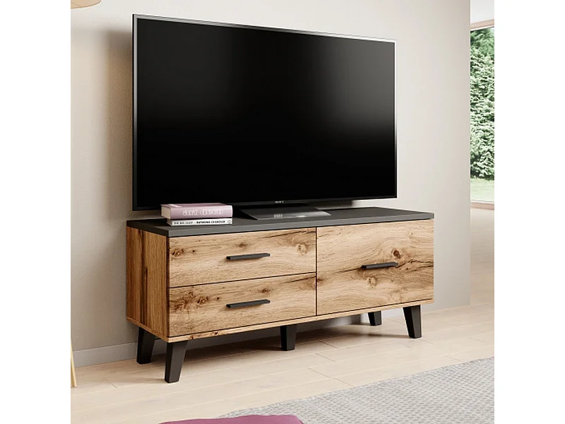 Meuble TV style bois et noir 120 cm Colin
