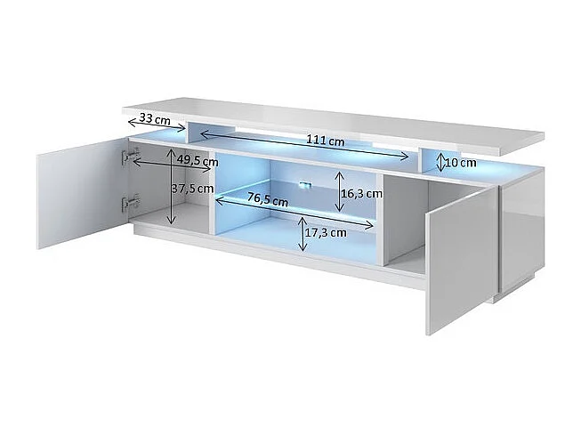 Zohra supporto TV LED bianco lucido 180 cm - Senza LED