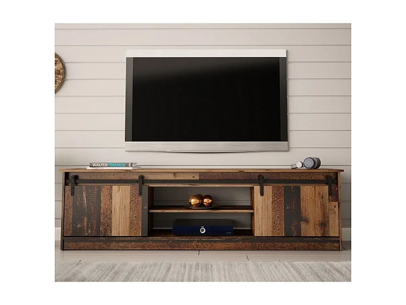 Porta TV in legno antico Hexa, 200 cm