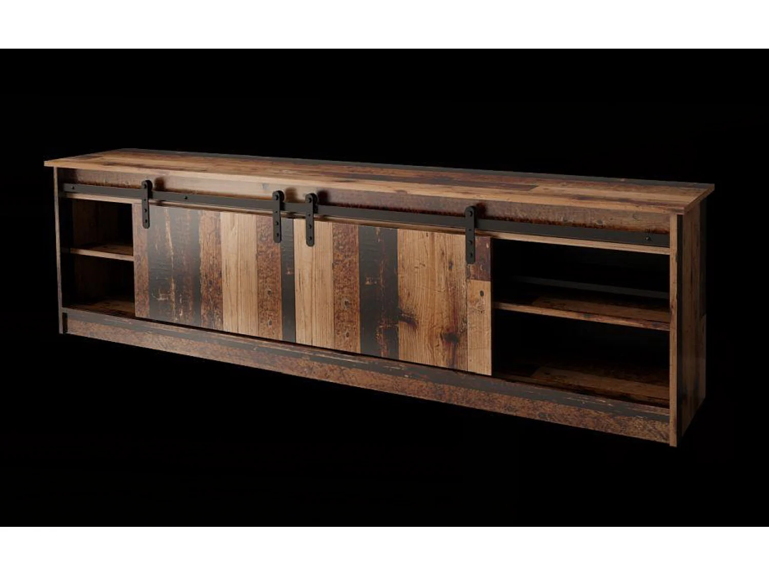 Meuble TV couleur bois vieilli 200 cm Hexa