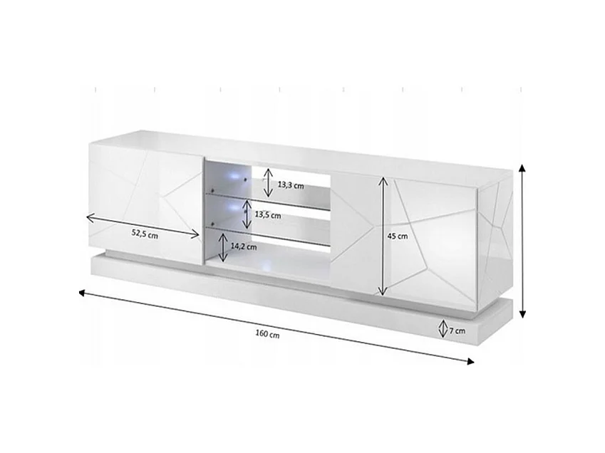 Meuble TV blanc design 160 cm à LED Clost - Sans LED
