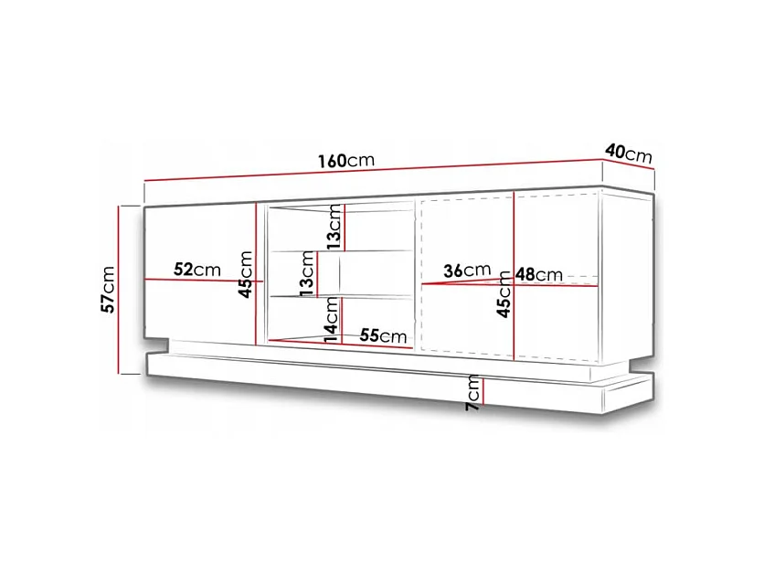 Meuble TV blanc design 160 cm à LED Clost - Sans LED