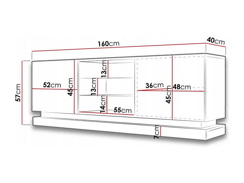 Supporto TV a LED bianco da 160 cm Clost - Senza LED
