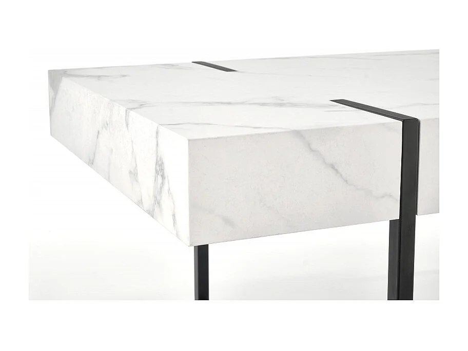 Tavolino rettangolare con piano in marmo e gambe in metallo nero ARABETTE