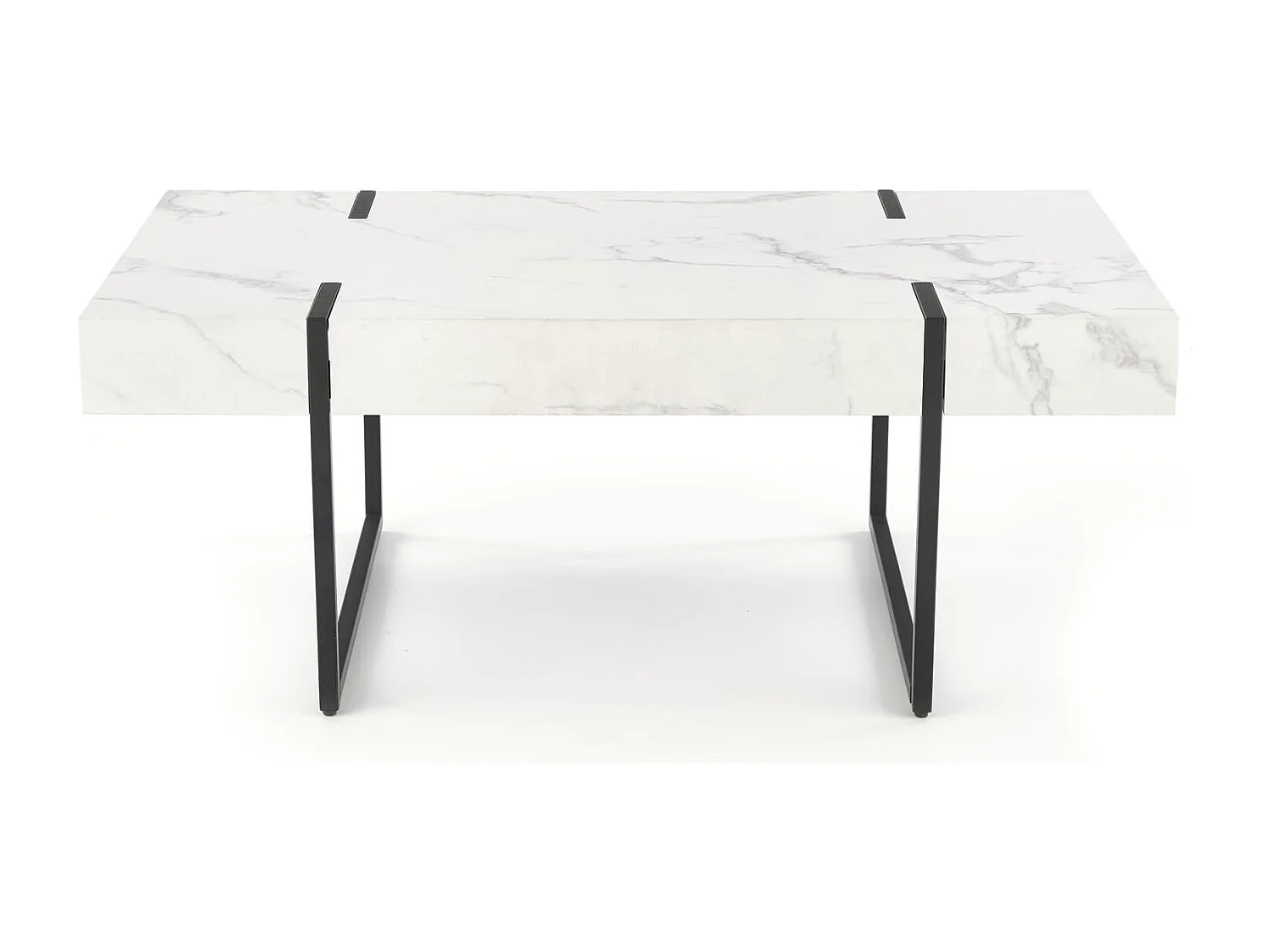 Tavolino rettangolare con piano in marmo e gambe in metallo nero ARABETTE