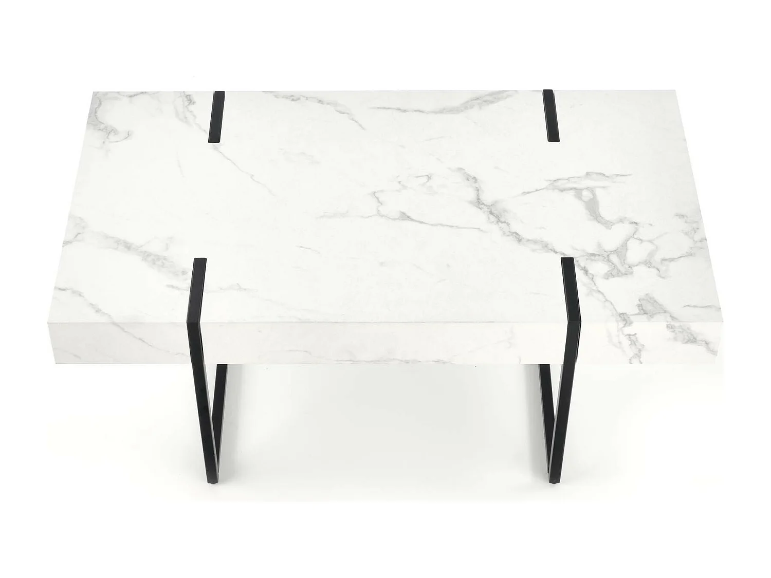 Tavolino rettangolare con piano in marmo e gambe in metallo nero ARABETTE