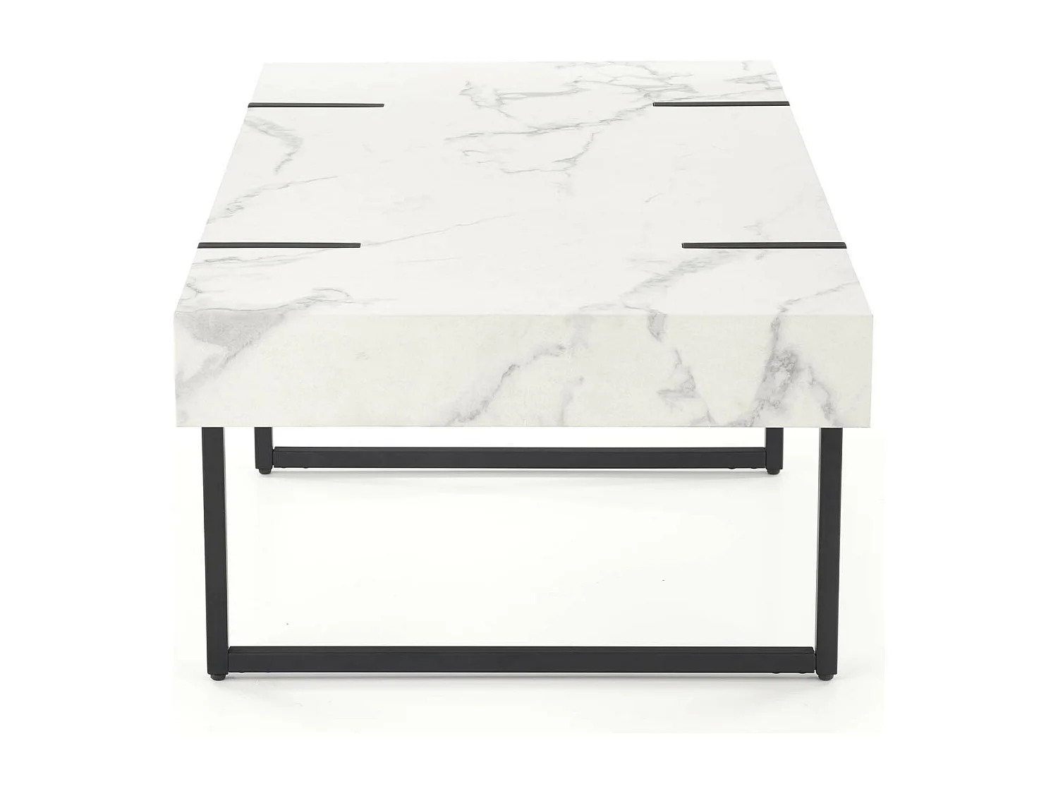 Tavolino rettangolare con piano in marmo e gambe in metallo nero ARABETTE