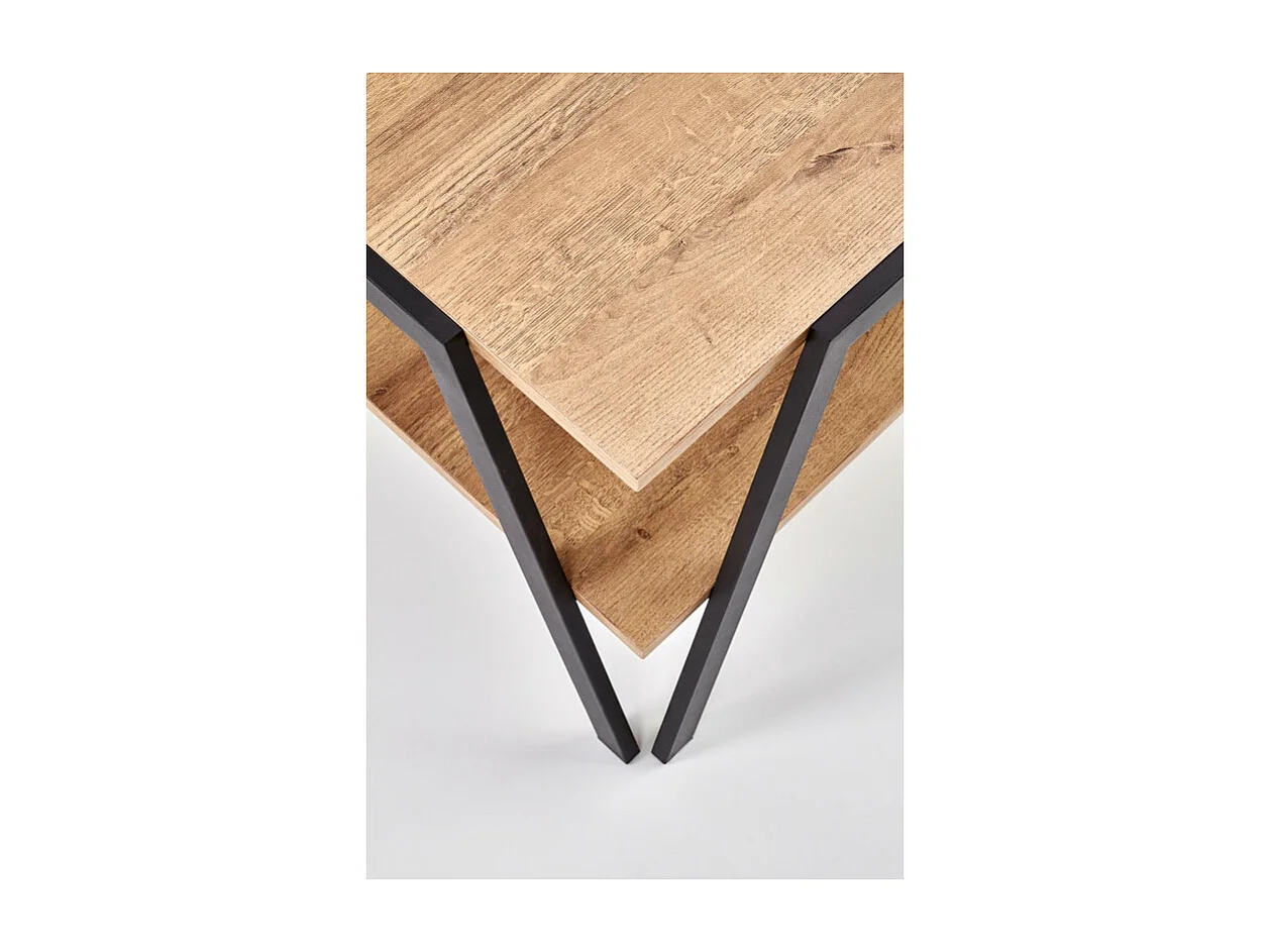 Table basse rectangulaire design aspect chêne et pieds métal noir Walt