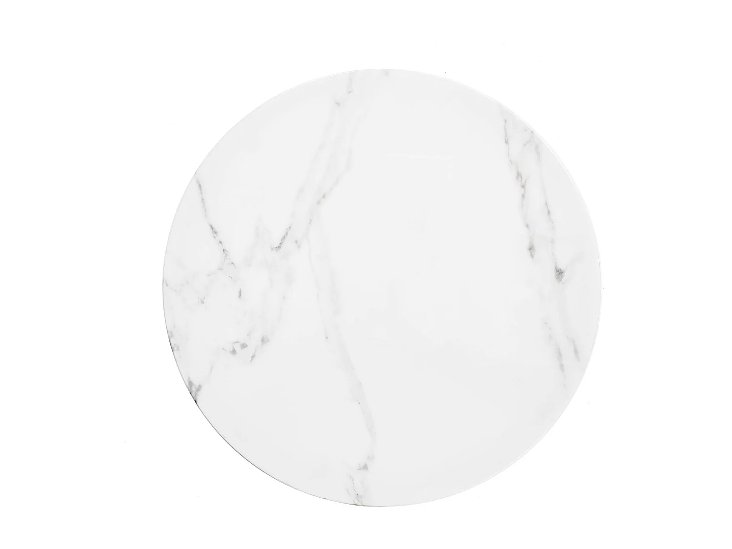 Table basse design avec plateau style marbre de 60 cm de diamètre et structure en acier doré Melba