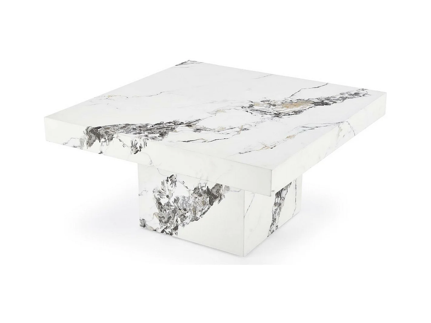 Table basse 80x80 cm aspect marbre blanc Héraklion
