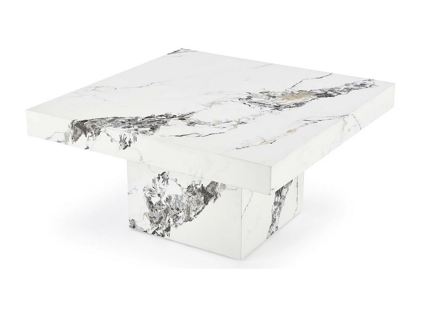 Table basse 80x80 cm aspect marbre blanc Héraklion