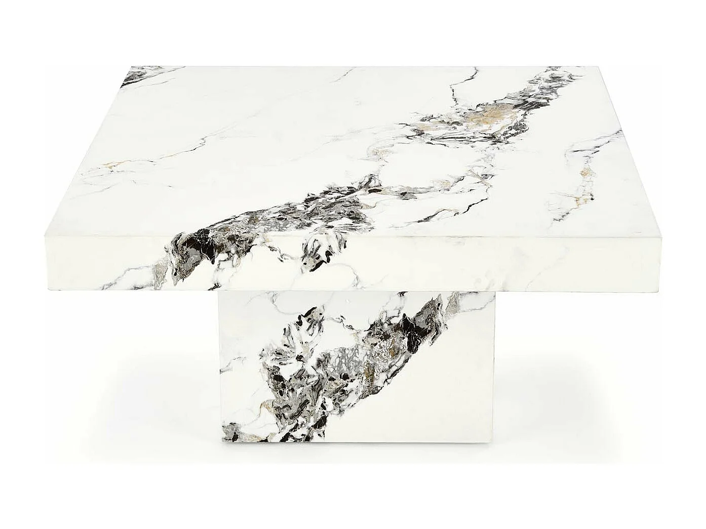 Table basse 80x80 cm aspect marbre blanc Héraklion