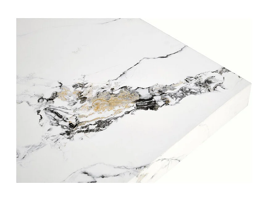 Table basse 80x80 cm aspect marbre blanc Héraklion