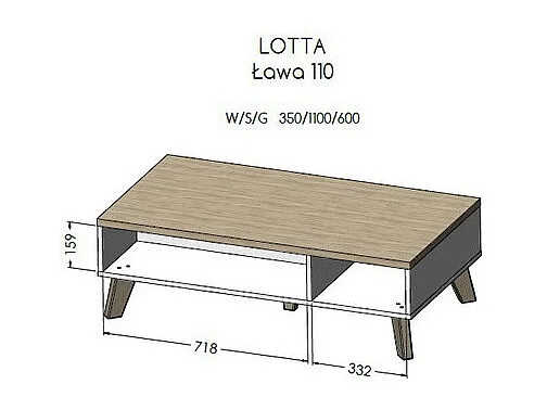Tavolino in rovere e bianco 110 cm Colin