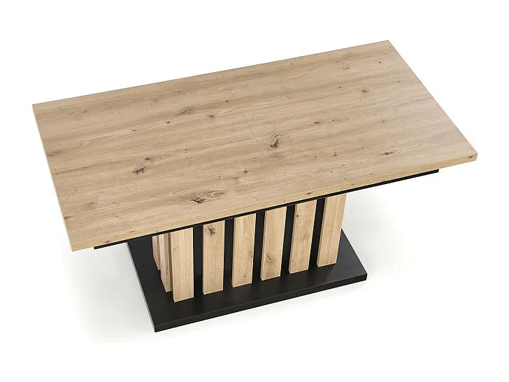 Table design extensible en acier fritté aspect marbre noir 180-260cm Dask