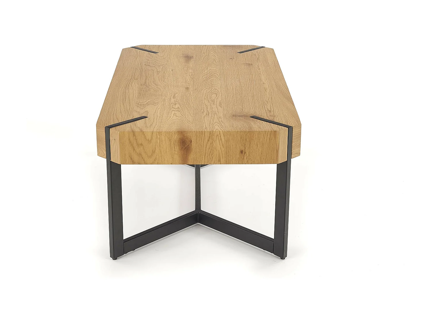 Tavolino di design con piano in rovere e gambe in acciaio nero Brest