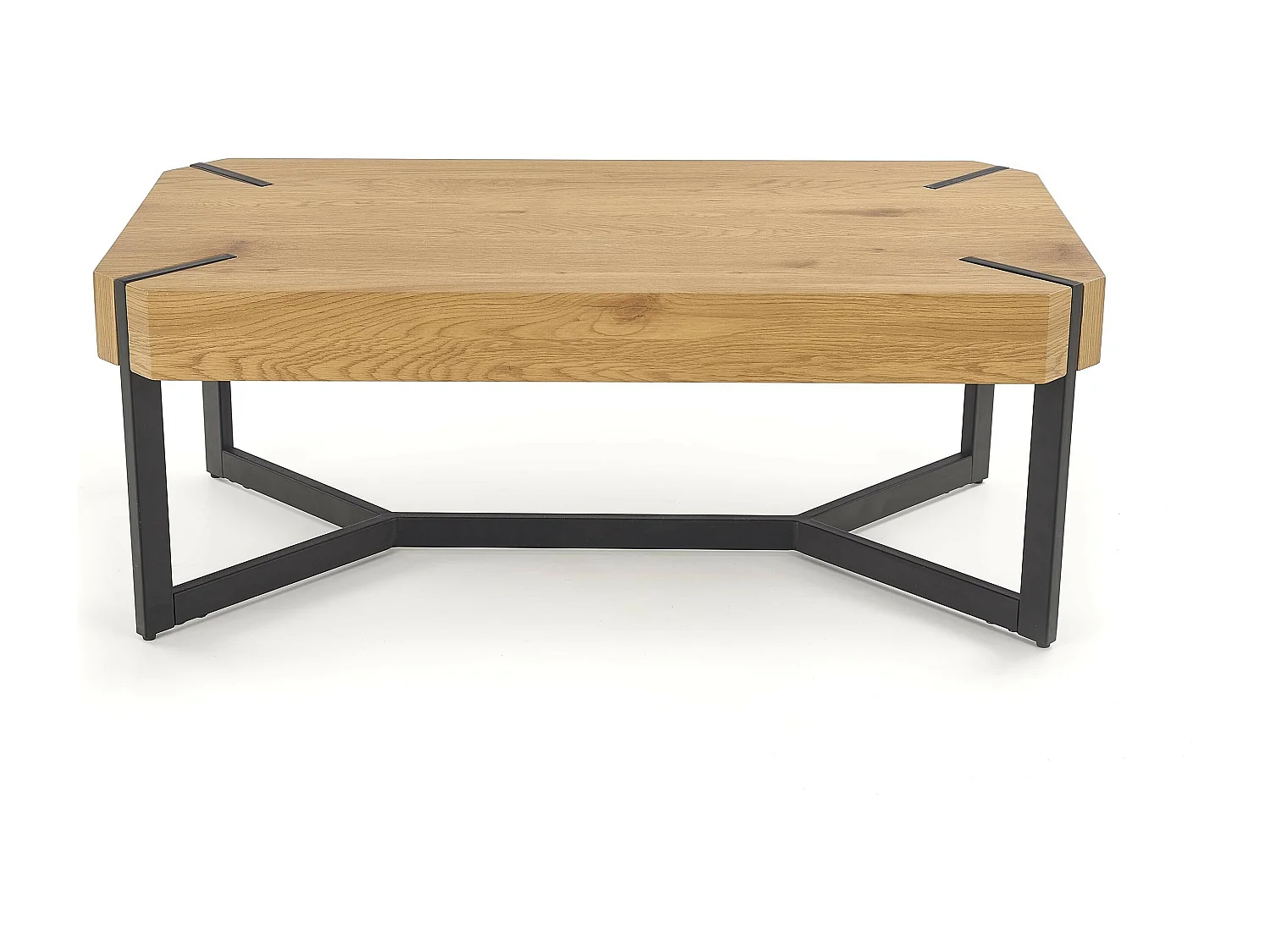 Tavolino di design con piano in rovere e gambe in acciaio nero Brest