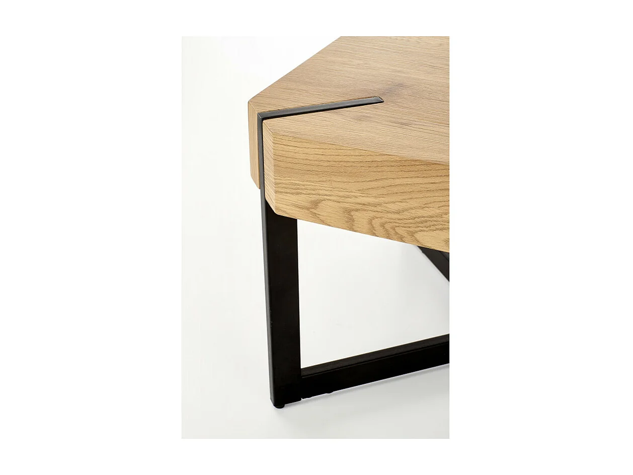 Tavolino di design con piano in rovere e gambe in acciaio nero Brest