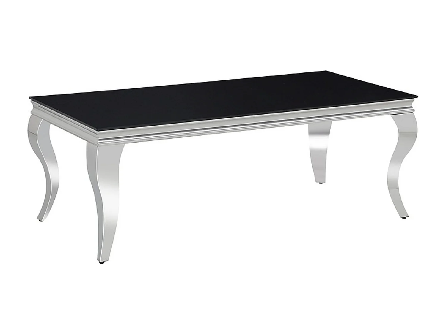 Table basse baroque métal & verre trempé noir 120cm Bolti