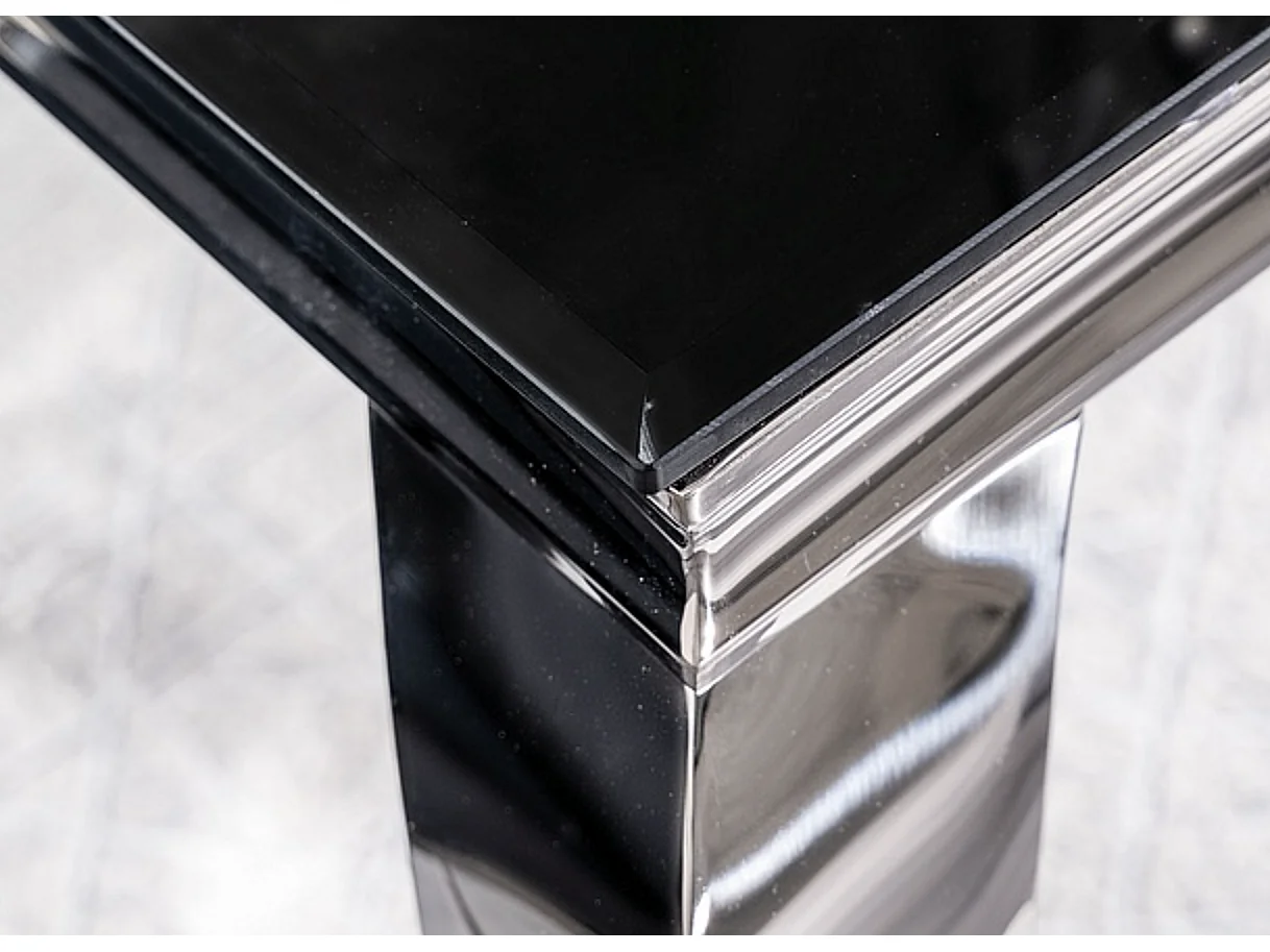 Table basse baroque métal & verre trempé noir 120cm Bolti